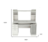 49" White Computer Desk With Three Drawers - Homeroots