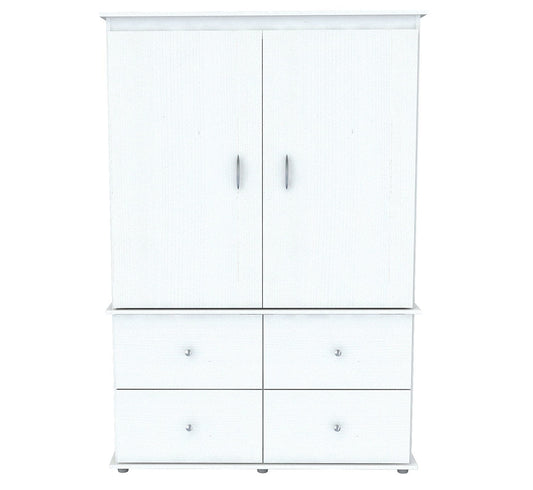 47" White Melamine Mirrored Four Drawer Combo Dresser - Homeroots