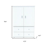 47" White Melamine Mirrored Four Drawer Combo Dresser - Homeroots