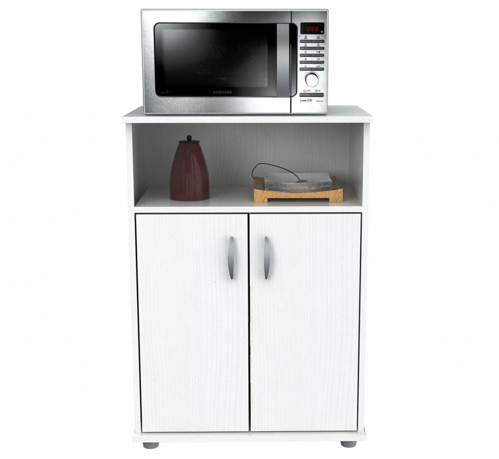 White Finish Wood Microwave Cart With Cabinet - Homeroots - Flyclothing LLC