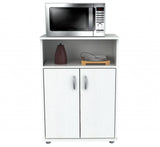 White Finish Wood Microwave Cart With Cabinet - Homeroots