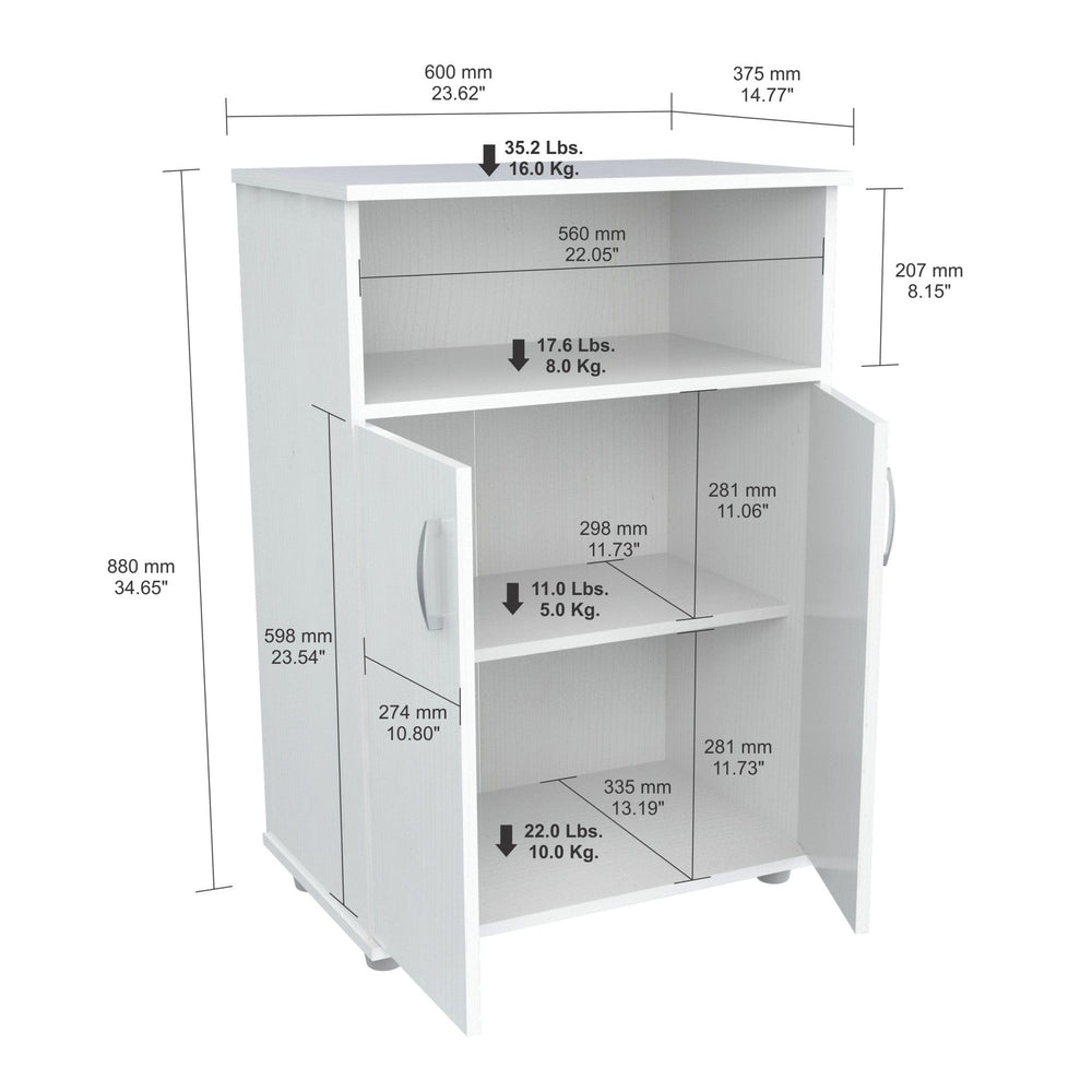 White Finish Wood Microwave Cart With Cabinet - Homeroots - Flyclothing LLC