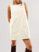 Mandy Round Neck Wide Strap Mini Dress with Pockets - Trendsi - Flyclothing LLC