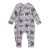 Cowboy Christmas Bamboo Zipper Romper - Convertible Cuffs - Tesa Babe - Flyclothing LLC