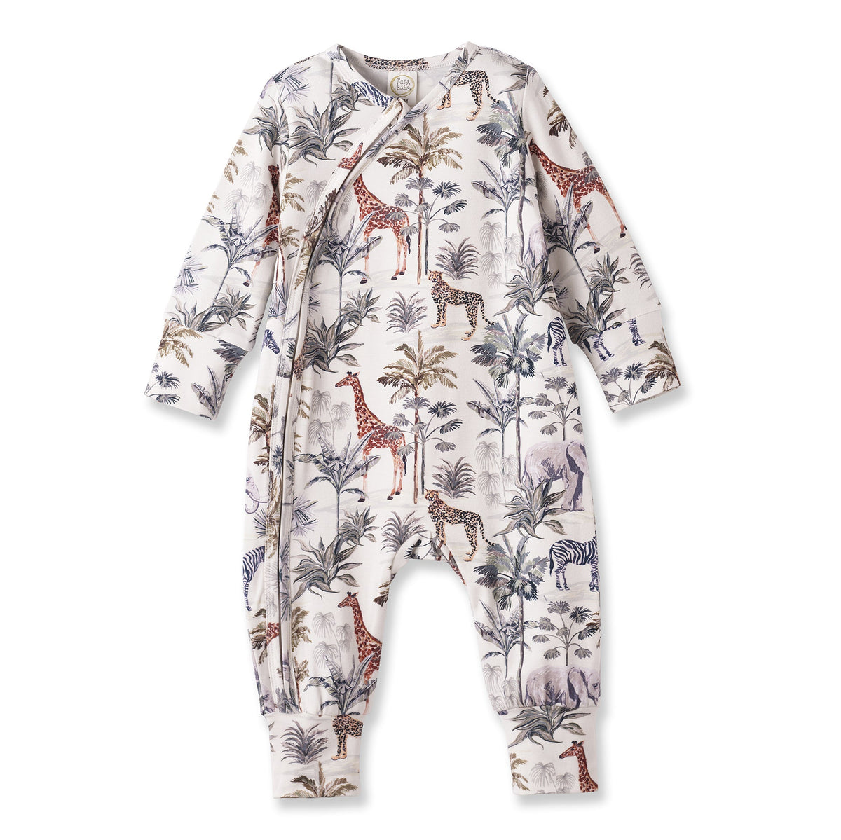 Jungle Safari Bamboo Zipper Romper with Convertible Cuffs - Tesa Babe - Flyclothing LLC
