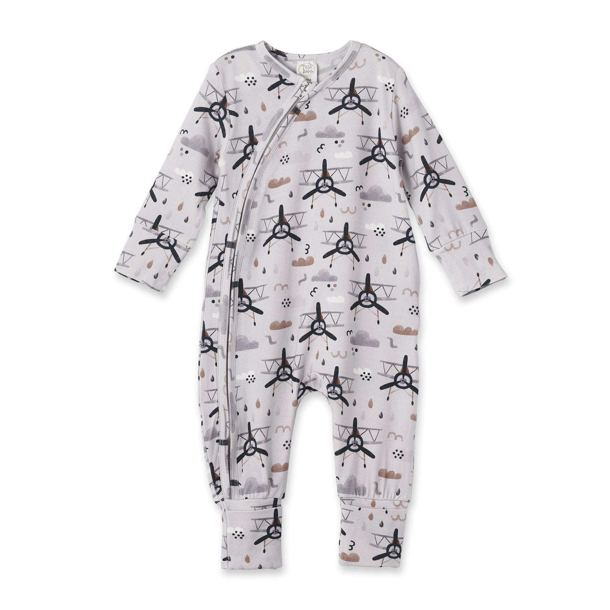 Airplane Zipper Romper - Bamboo Baby Footie Outfit - Tesa Babe - Flyclothing LLC
