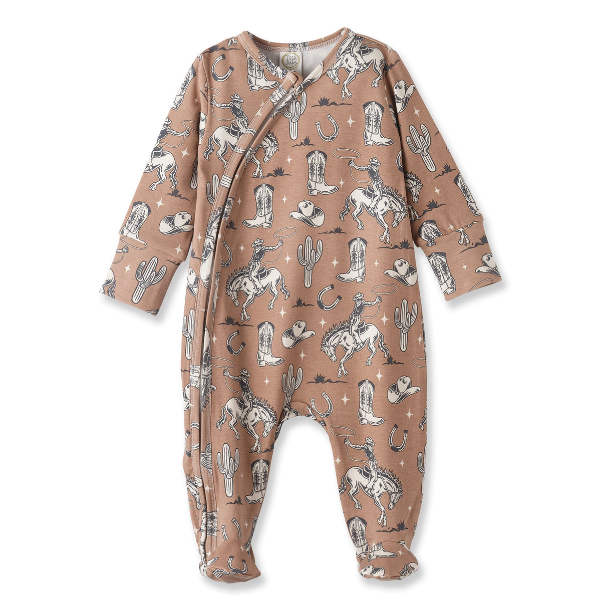 Wild Wrangler/Brown Western Baby Boy Bamboo Zipper Romper - Tesa Babe - Flyclothing LLC