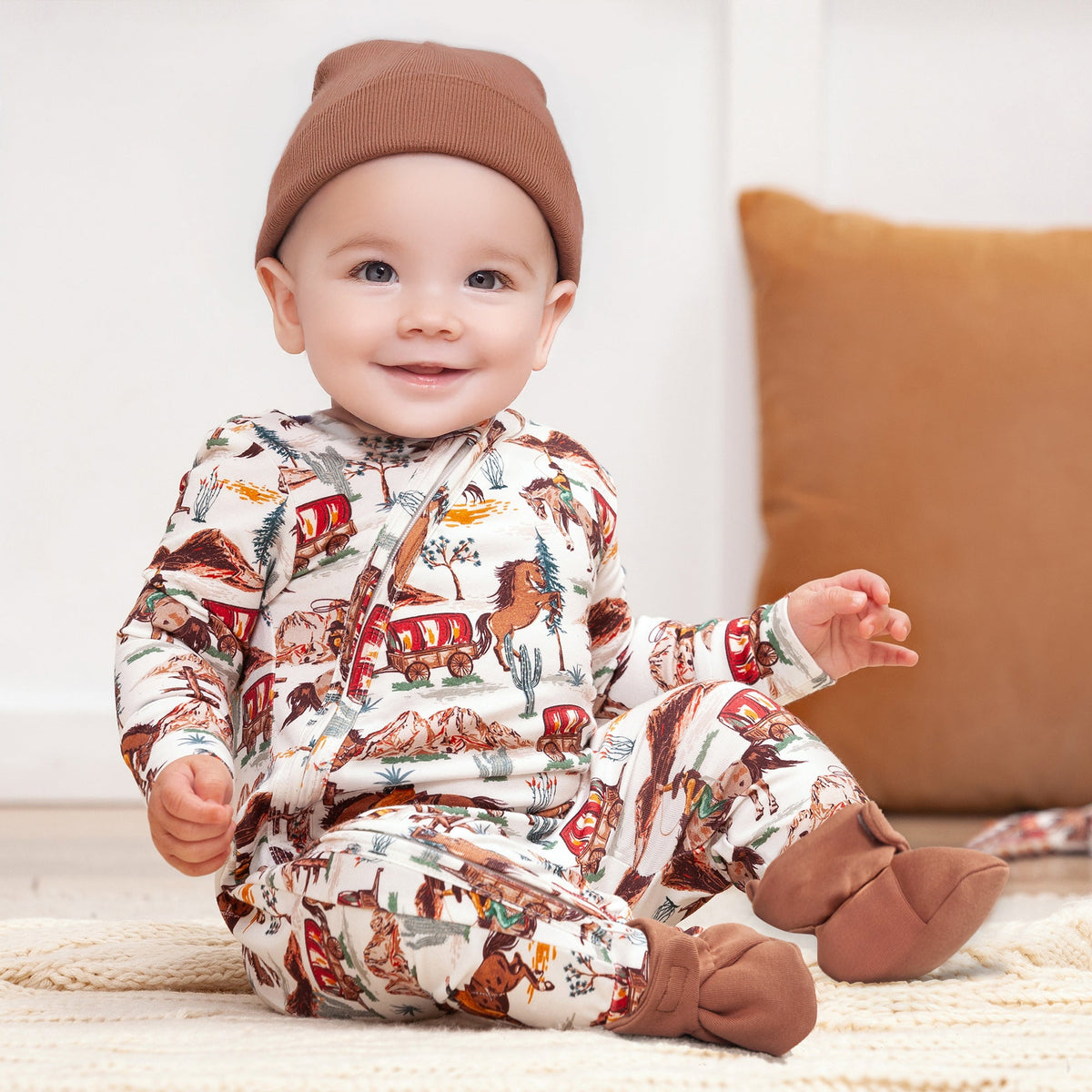 Cowboy Baby Zipper Romper - Bamboo Western Spirit Outfit - Tesa Babe - Flyclothing LLC