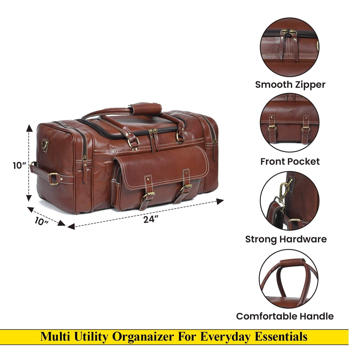 Upgraded Traveler Weekender Duffle - Classy Leather Bags - Flyclothing LLC