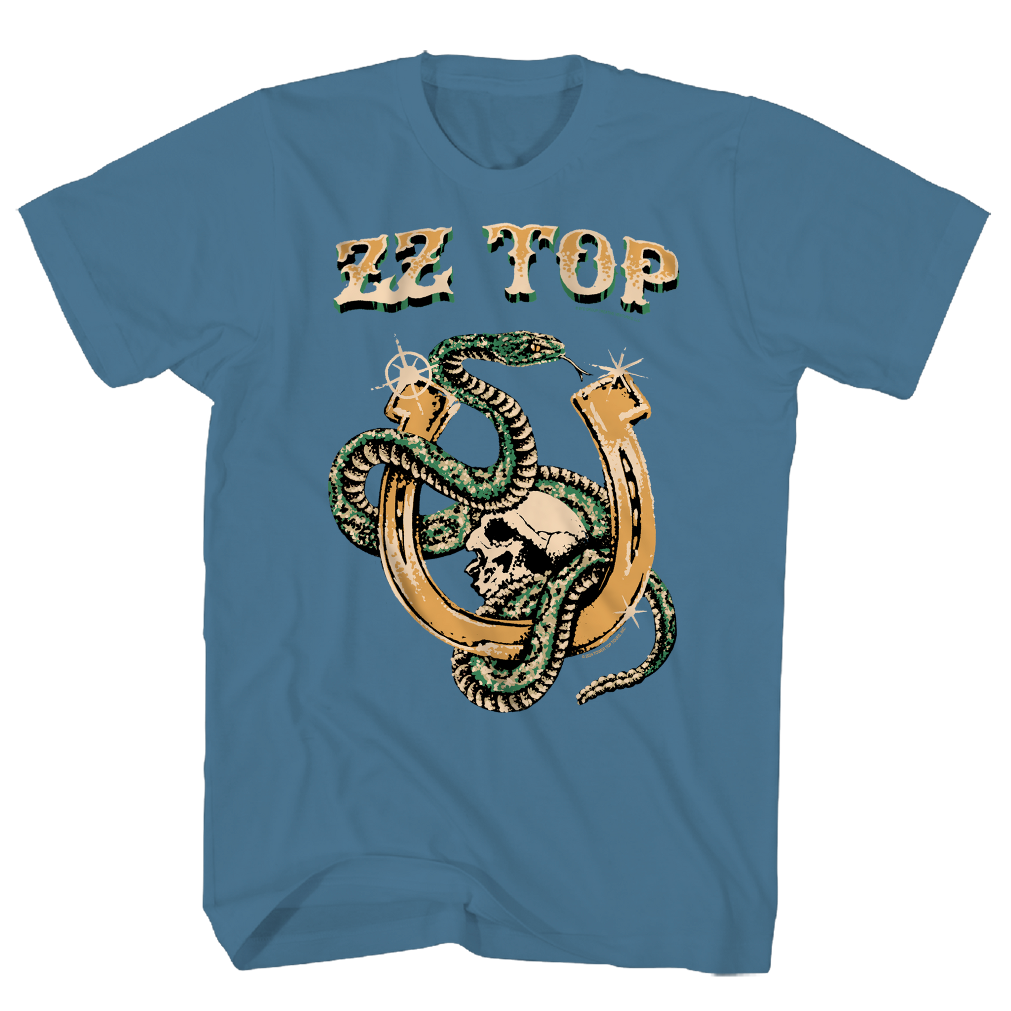 ZZ TOP SNAKE SKULL BLUE TEE