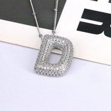 Copper Inlaid Zircon Letter Pendant Necklace - Trendsi - Flyclothing LLC