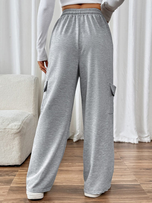 Drawstring Wide Leg Pants with Pockets - Trendsi