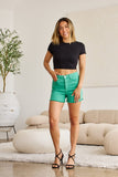 RFM Tummy Control High Waist Raw Hem Denim Shorts - Trendsi