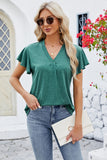 V-Neck Flutter Sleeve T-Shirt - Trendsi