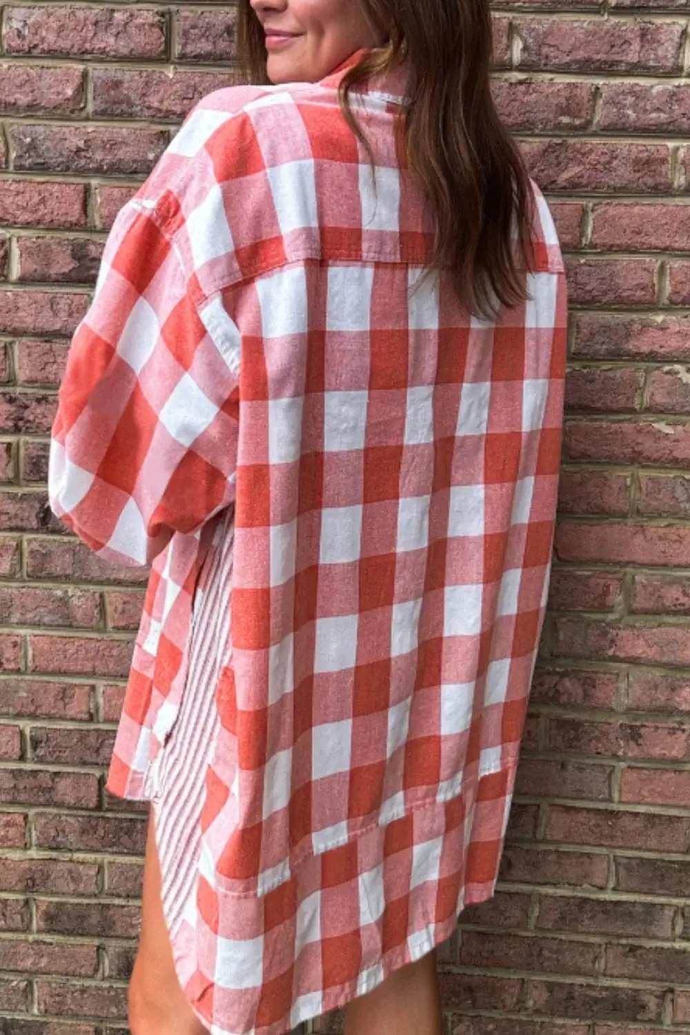 Plaid Collared Neck Long Sleeve Shirt Dress - Trendsi - Flyclothing LLC