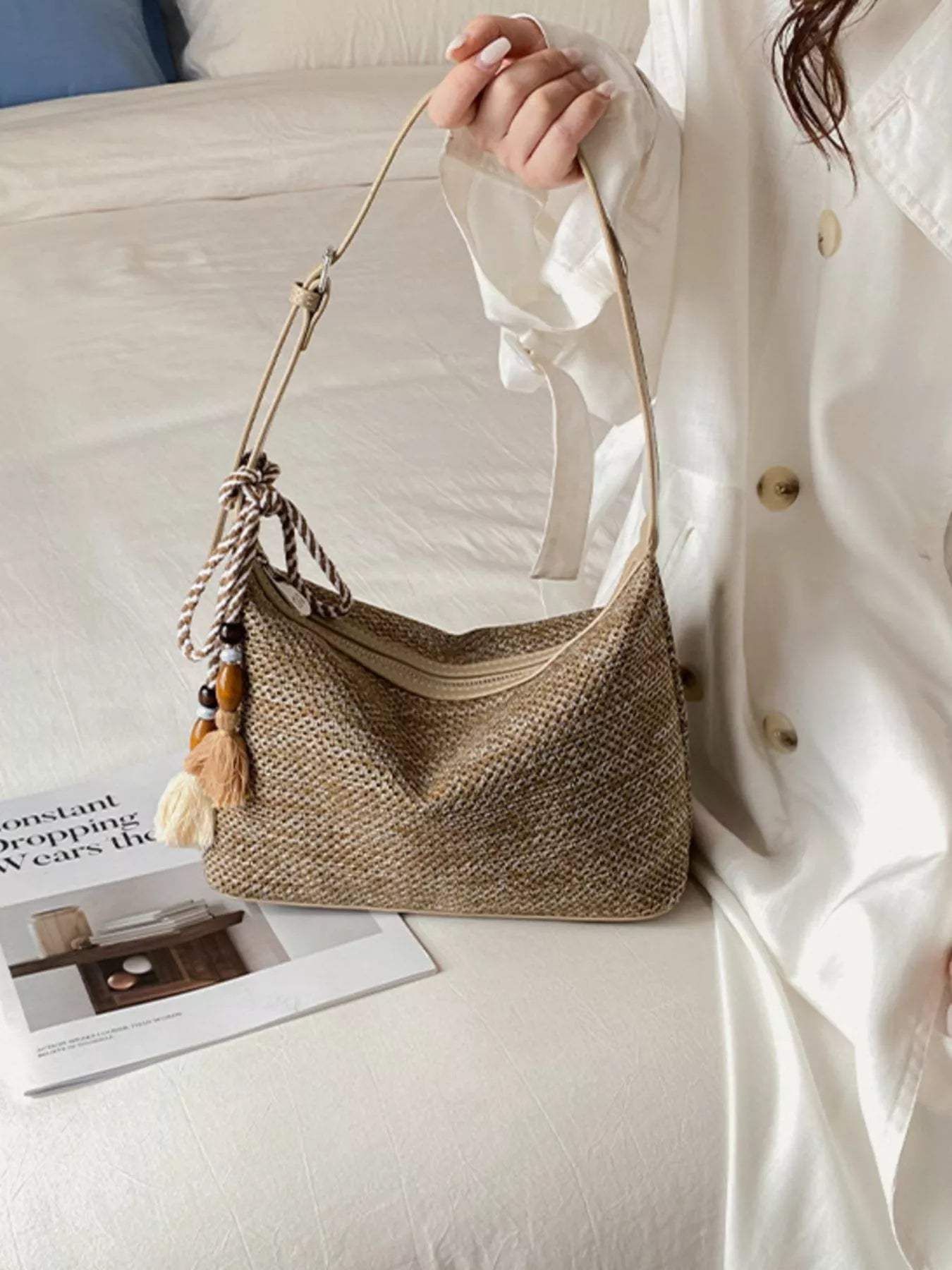 Woven Shoulder Bag with Tassel - Trendsi - Flyclothing LLC