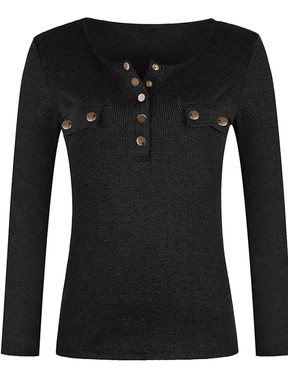 Full Size Half Snap Long Sleeve T-Shirt - Trendsi - Flyclothing LLC