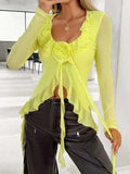 Flower Scoop Neck Long Sleeve Top - Trendsi - Flyclothing LLC