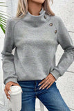 Textured Turtleneck Long Sleeve Sweatshirt - Trendsi - Flyclothing LLC