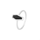 925 Sterling Silver Black Agate Geometric Ring - Trendsi - Flyclothing LLC