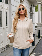 Ribbed Drawstring Long Sleeve Hoodie - Trendsi - Flyclothing LLC
