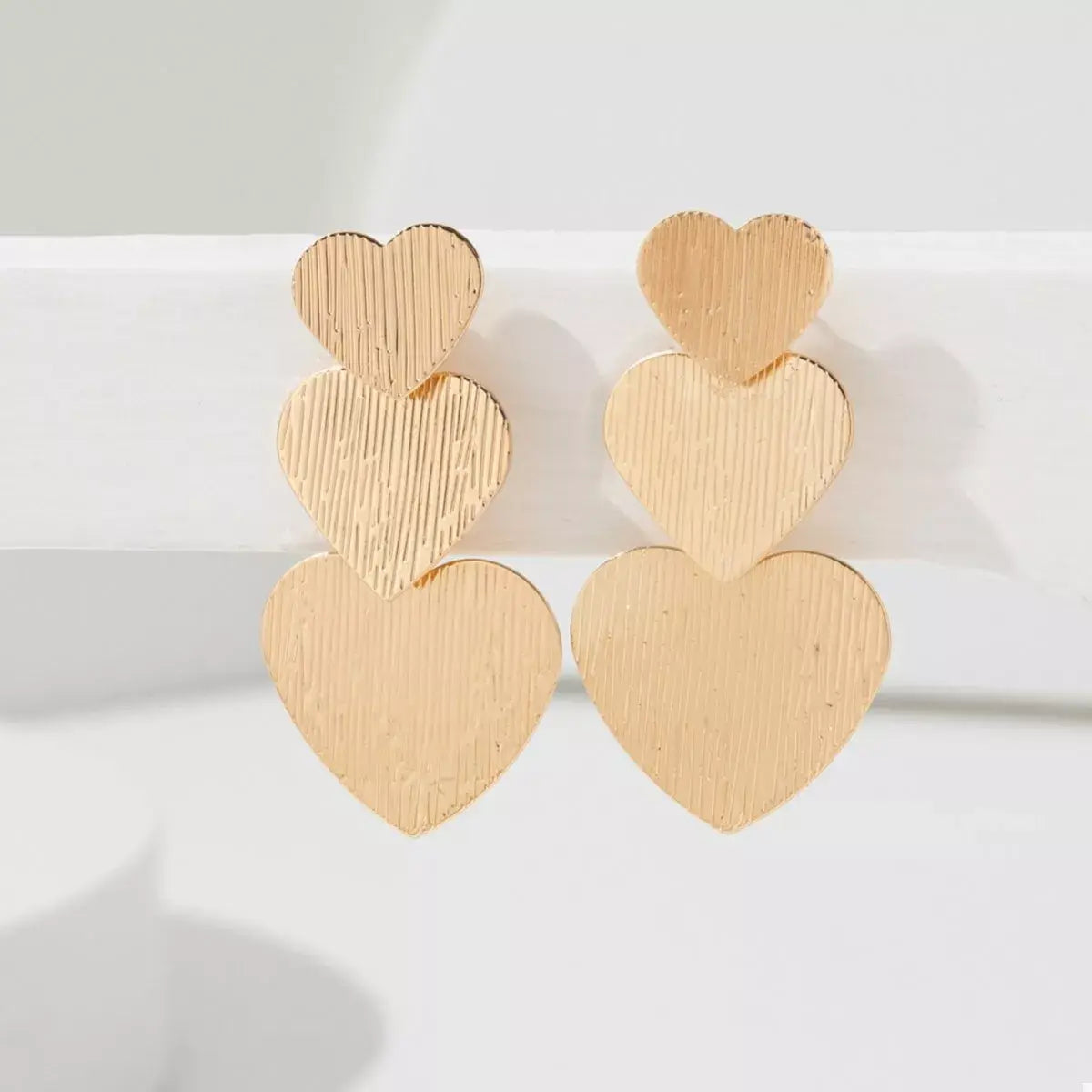 Golden Heart Dangle Earrings - Trendsi - Flyclothing LLC
