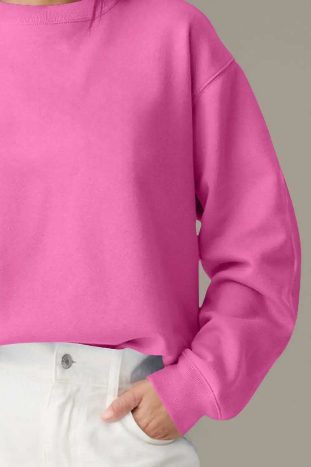 Round Neck Long Sleeve Sweatshirt - Trendsi - Flyclothing LLC
