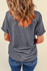 Checkered Graphic Round Neck Short Sleeve T-Shirt - Trendsi - Flyclothing LLC