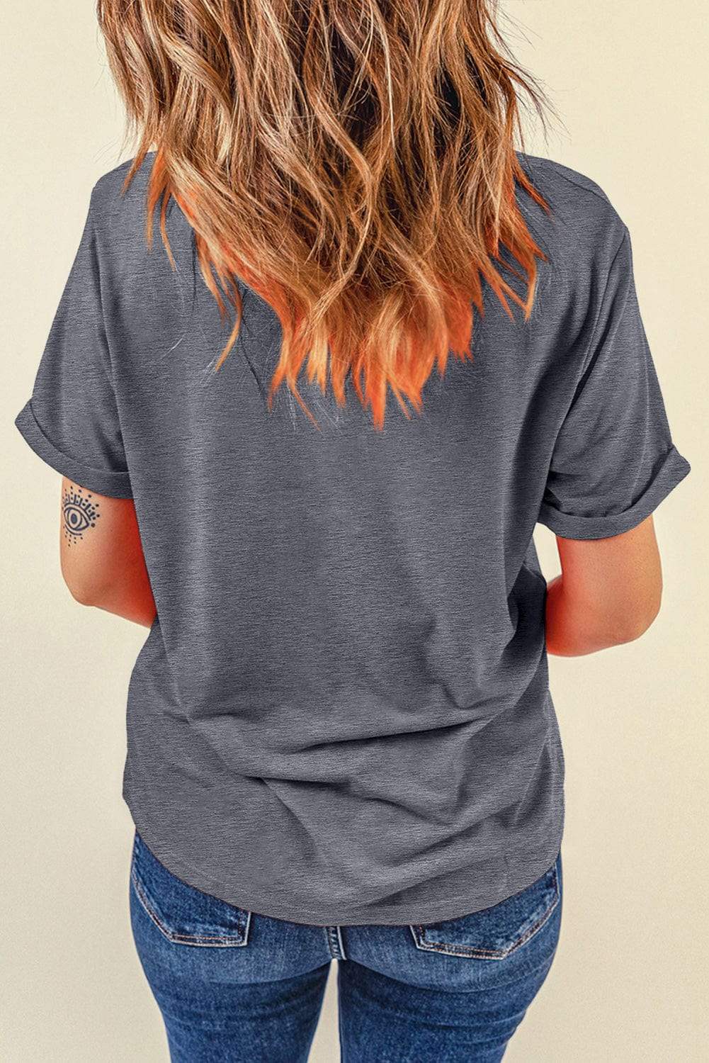 Checkered Graphic Round Neck Short Sleeve T-Shirt - Trendsi - Flyclothing LLC