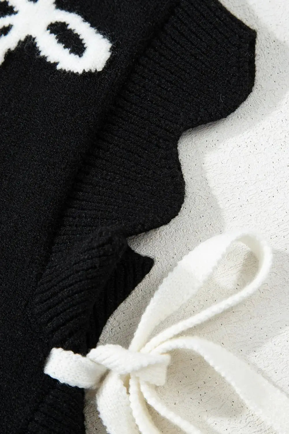 Bow Side Ties Scalloped Hem Cap Sleeve Sweater - Trendsi - Flyclothing LLC