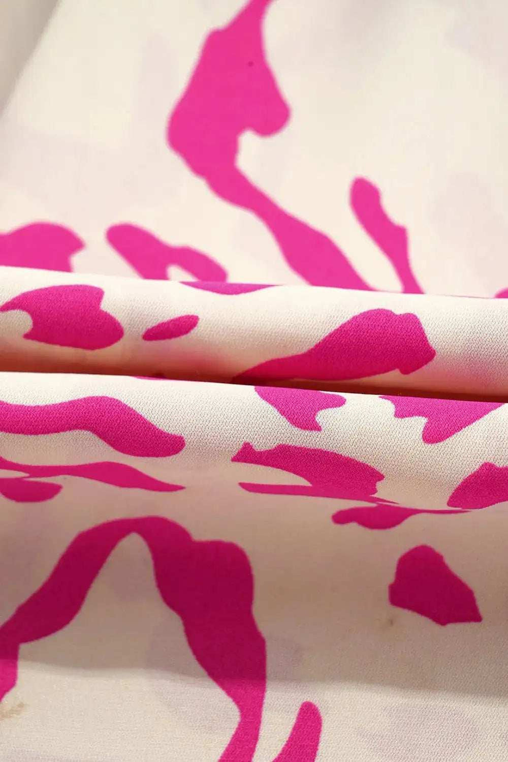 Printed Johnny Collar Long Sleeve Mini Dress - Trendsi - Flyclothing LLC