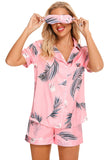 Printed Button Up Short Sleeve Top and Shorts Lounge Set - Trendsi