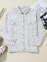 Leopard Button Up Long Sleeve Denim Jacket - Trendsi - Flyclothing LLC