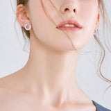 925 Sterling Silver Inlaid Moissanite Stud Earrings - Trendsi - Flyclothing LLC