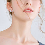 925 Sterling Silver Inlaid Moissanite Stud Earrings - Trendsi - Flyclothing LLC