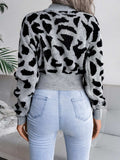 Leopard Round Neck Dropped Shoulder Sweater - Trendsi - Flyclothing LLC