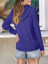 Textured Long Sleeve Hoodie - Trendsi - Flyclothing LLC