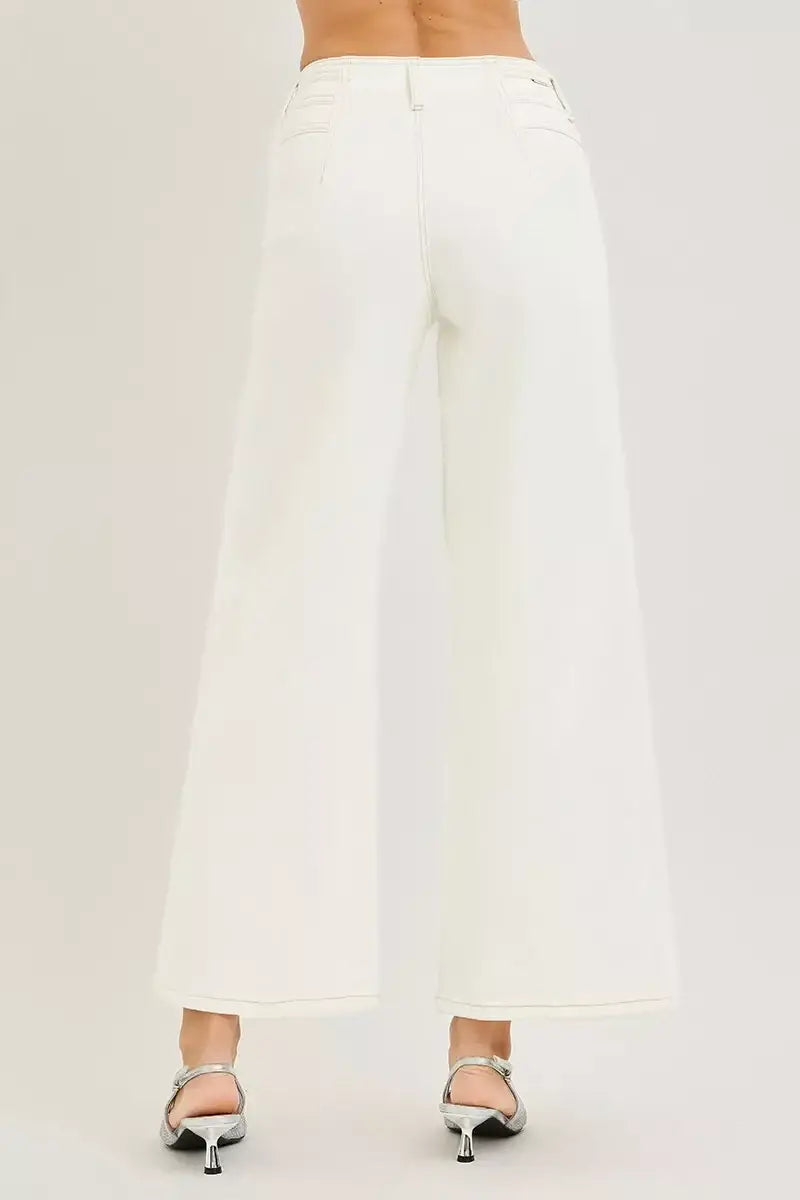 RISEN High Rise Ankle Wide Pants - Trendsi - Flyclothing LLC