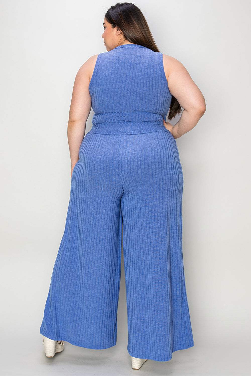 Basic Bae Full Size Ribbed Tank and Wide Leg Pants Set - Trendsi - Flyclothing LLC