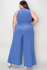 Basic Bae Full Size Ribbed Tank and Wide Leg Pants Set - Trendsi - Flyclothing LLC
