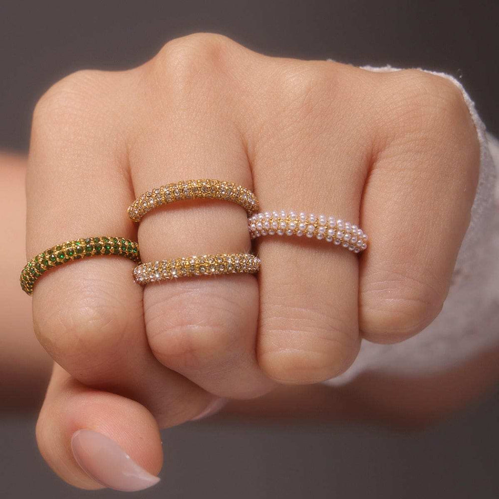 18K Gold-Plated Inlaid Zircon Ring - Trendsi - Flyclothing LLC