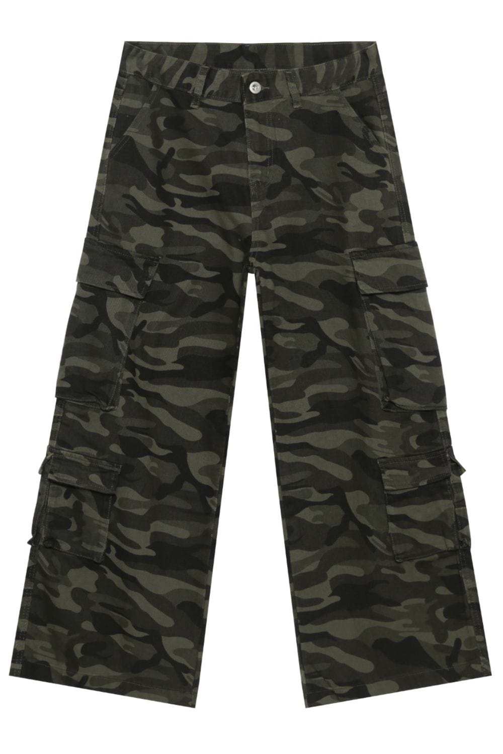 Men's Camouflage Wide Leg Jeans with Cargo Pockets - Trendsi - Flyclothing LLC