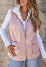 Fuzzy Zip Up Vest Coat with Pockets - Trendsi - Flyclothing LLC