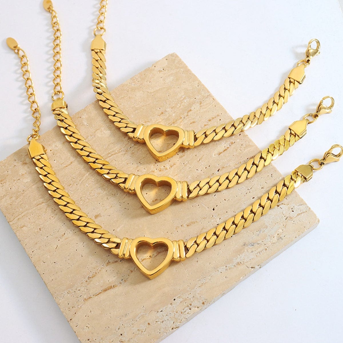 Titanium Steel Cutout Heart Bracelet - Trendsi