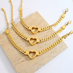 Titanium Steel Cutout Heart Bracelet - Trendsi