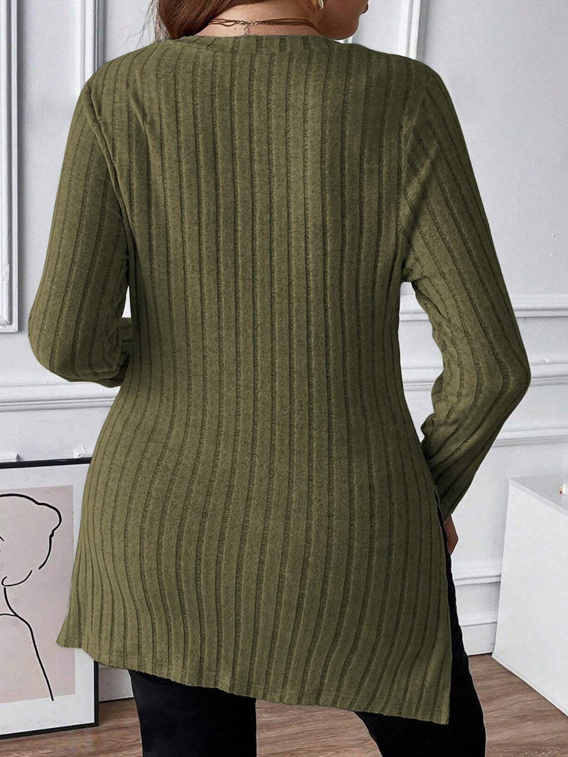 Plus Size Square Neck Long Sleeve Top - Trendsi - Flyclothing LLC