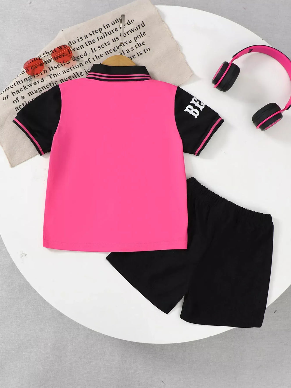 Children's Letter Graphic Polo Shirt & Shorts Set - Trendsi - Flyclothing LLC