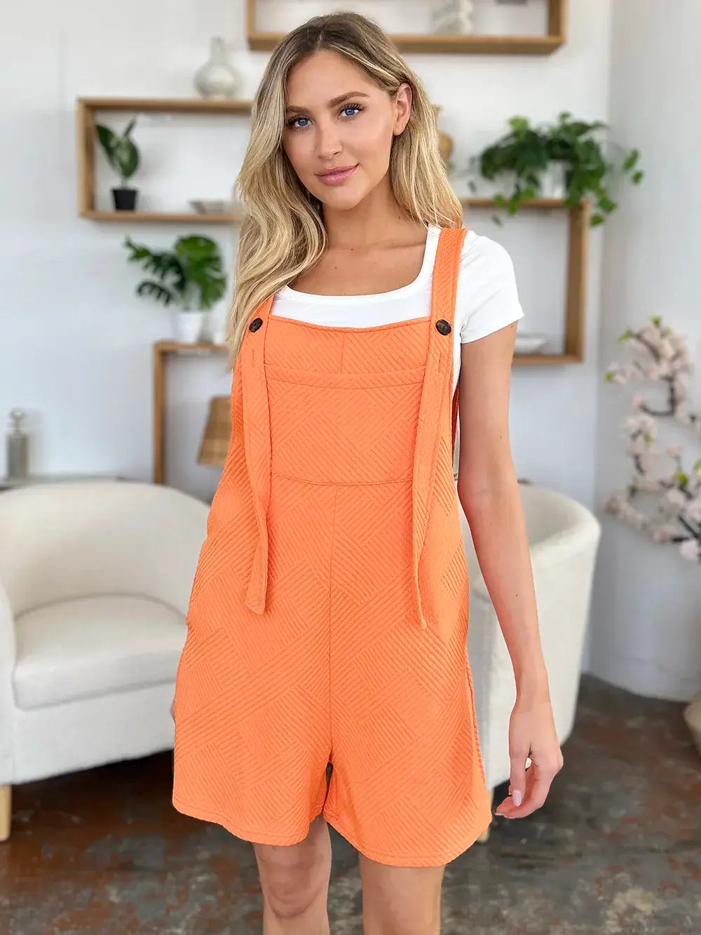 Double Take Full Size Texture Sleeveless Romper - Trendsi - Flyclothing LLC