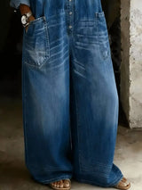 Full Size Cold Shoulder Button Front Denim Jumpsuit Plus Size - Trendsi - Flyclothing LLC