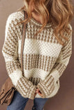 Color Block Round Neck Dropped Shoulder Sweater - Trendsi - Flyclothing LLC
